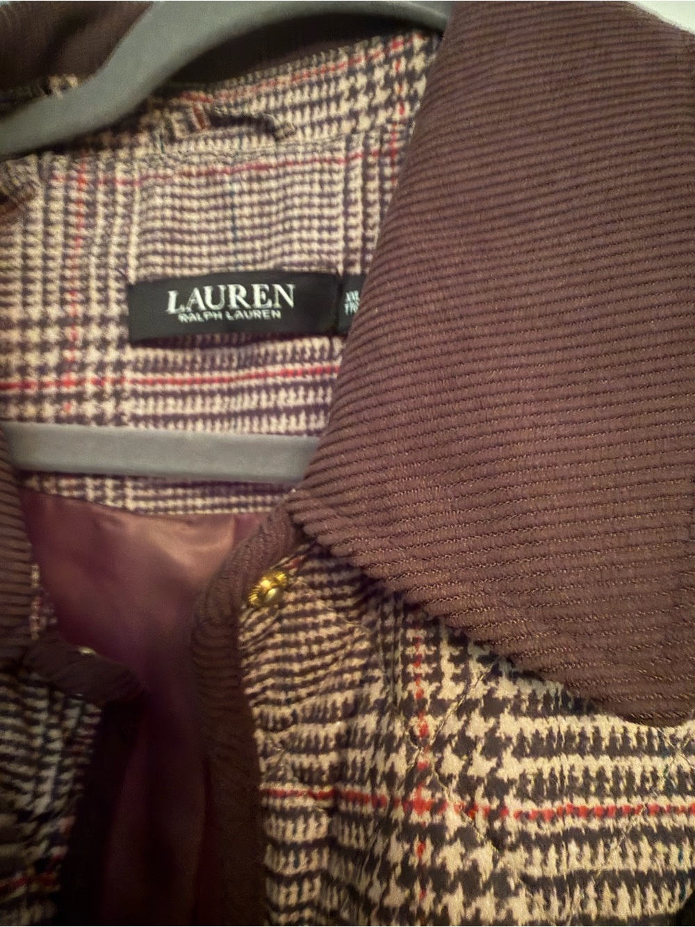 Ralph Lauren Black and Gold Crest Patch on Brown Plaid Jacket🤎 - Picture 10 of 10